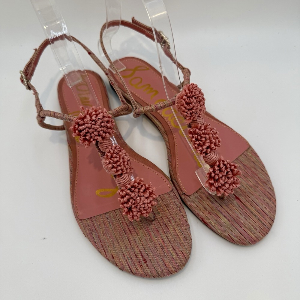 Sam Edelman Eliza Sandals Dimensional Flower Embellishments Buckle Women's 8M